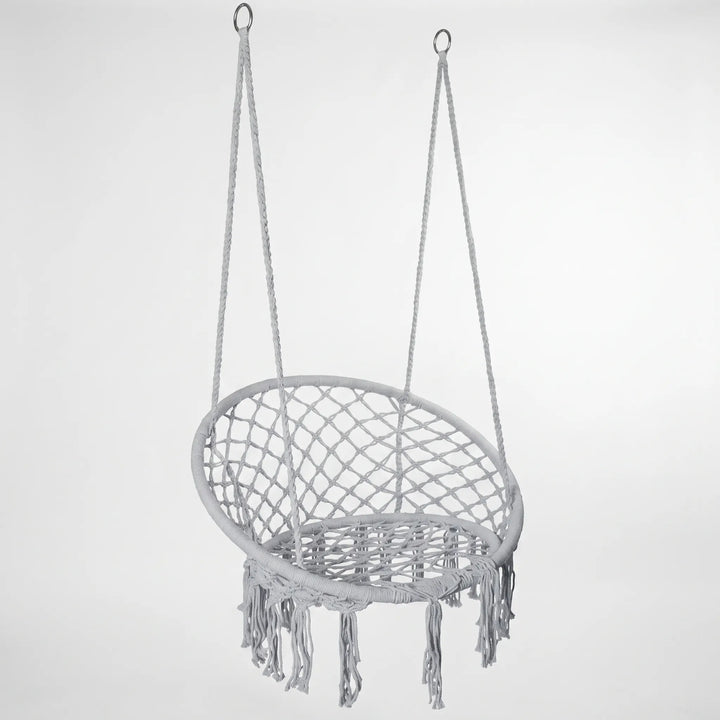 Comfortable unisex boho macrame hammock chair, perfect hanging swing for reading or relaxing indoors and outdoors.