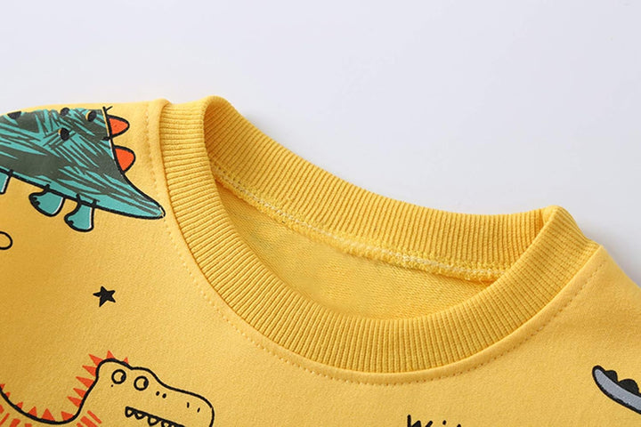 Fun children's fashion: boys' dinosaur outfit set for comfortable play.