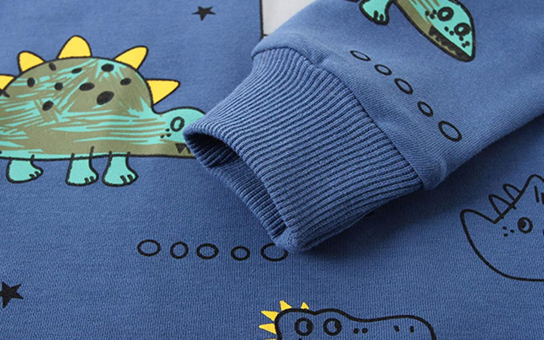 Playful dinosaur clothes for boys: 2-piece comfortable long sleeve outfit.