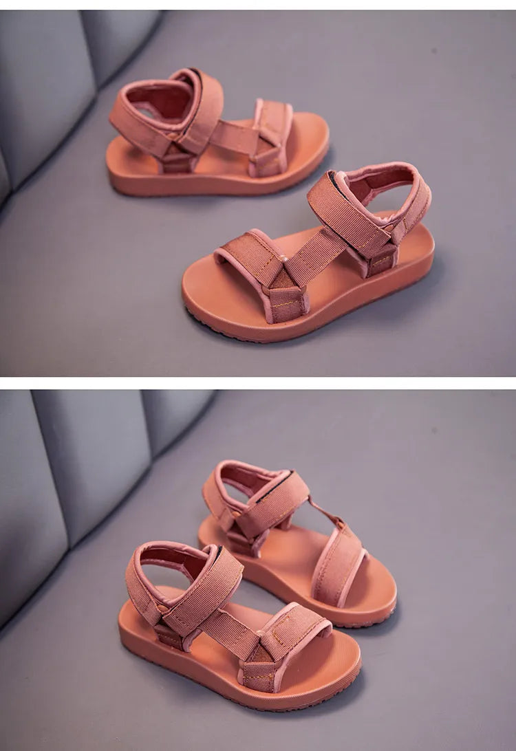 Top-down view of boys' breathable canvas sandals, showcasing the open design for ventilation