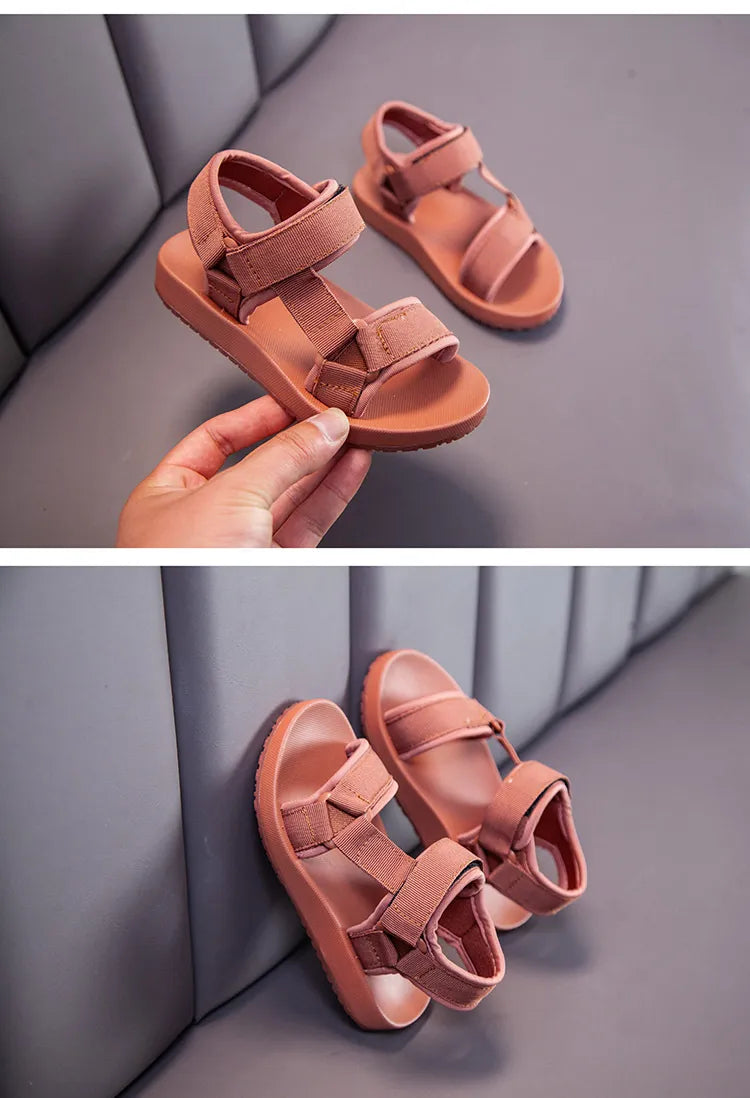 Boys' casual footwear: Blue canvas sandals with flexible sole, great for walking and playing