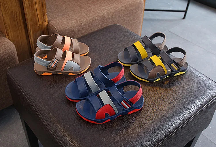 Boys' sport summer sandals, grey, featuring non-slip sole, durable and comfortable for play