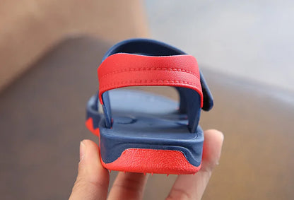 Boys' casual non-slip summer sandals, black PU leather, adjustable, perfect for active toddlers