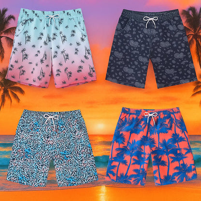 Close-up of vibrant boys' quick-dry swim trunks, showcasing the soft inner lining detail.