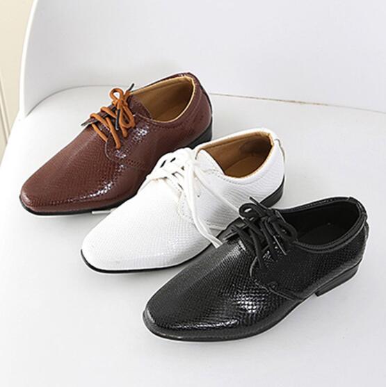 Youth boys' formal slip-on shoes with stylish crocodile print leather, anti-slip sole.