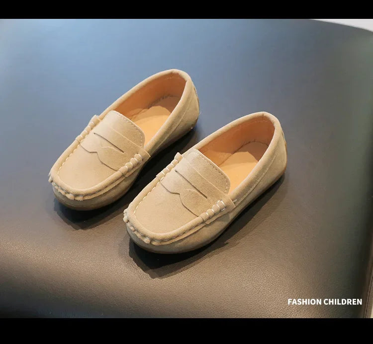 Grey suede slip-on shoes for boys, perfect spring autumn, anti-slip