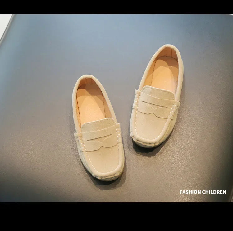 Navy blue slip-on suede shoes for children, anti-slip, everyday wear