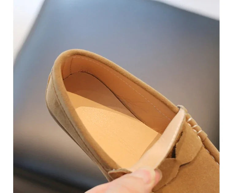 Children's casual slip-on suede shoes, light blue, non-slip sole