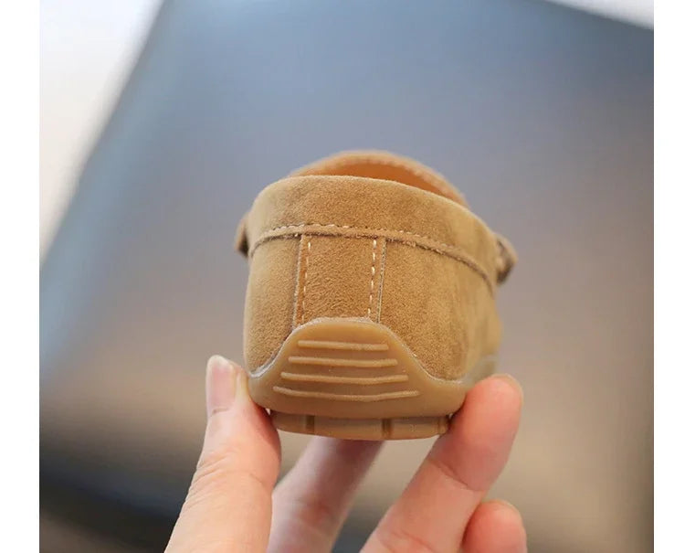 Boys' slip-on suede shoes, mustard yellow, non-slip for autumn style