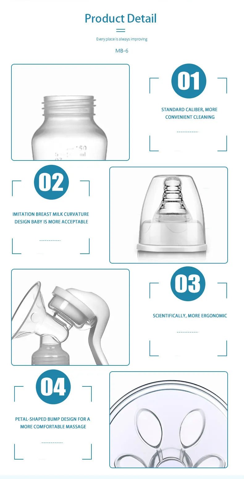 Silicone breast pump, manual and BPA-free, ensuring gentle and safe milk collection for baby