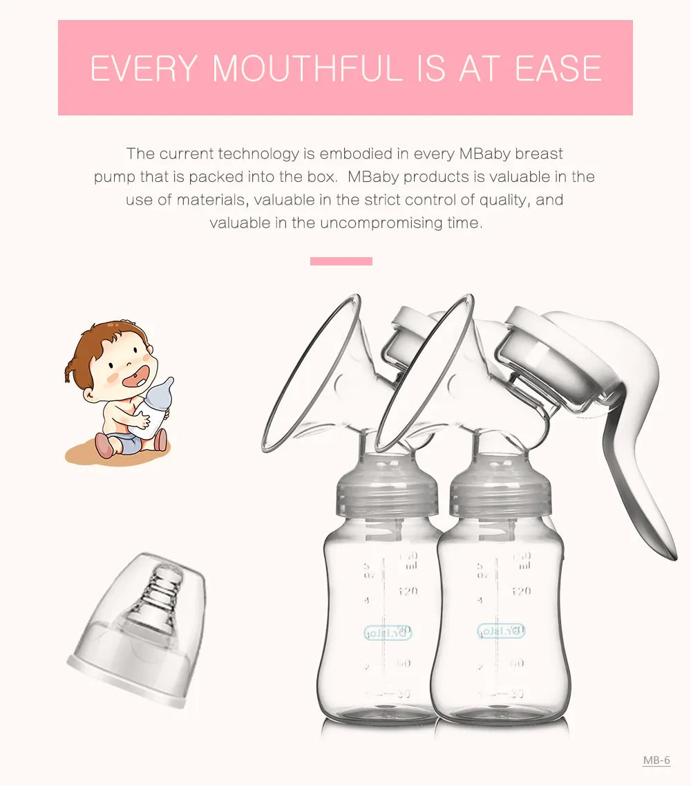 BPA-free manual breast pump, designed for a comfortable fit and effective milk expression