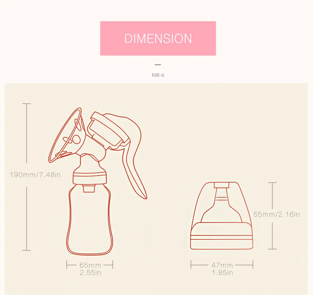 New BPA-free manual breast pump kit, complete for comfortable milk expression and baby feeding