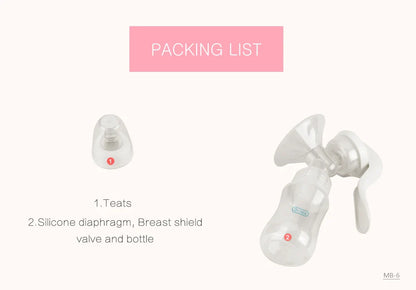 Manual breast pump, BPA-free and easy to clean, ensuring hygienic milk expression for nursing