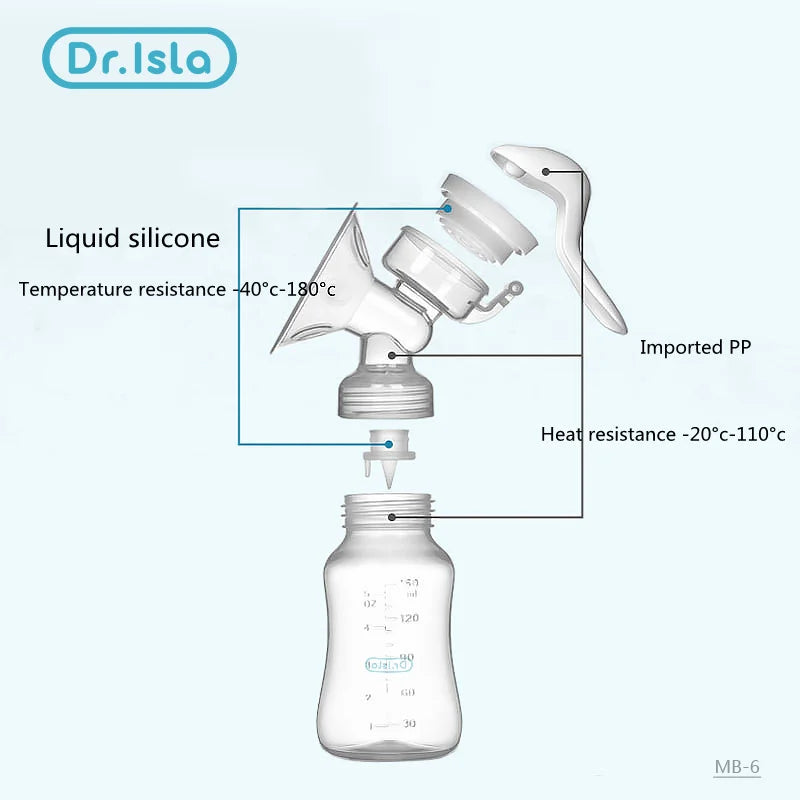 Portable BPA-free manual breast pump, ideal for on-the-go milk collection and maternity care