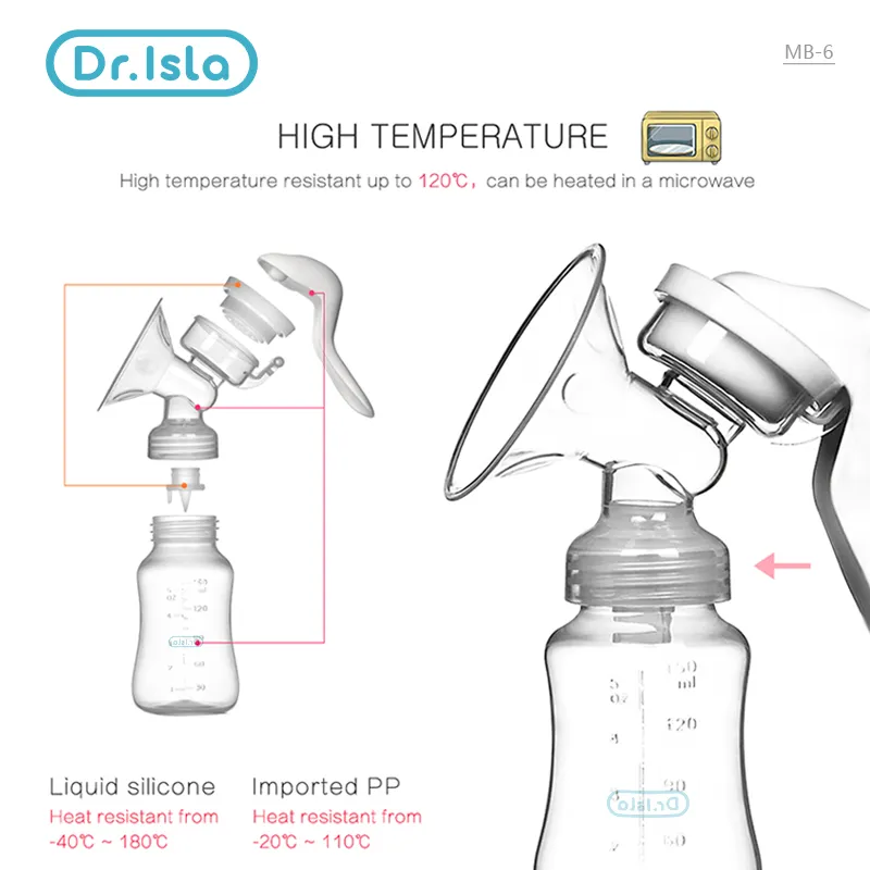 Manual breast pump with ergonomic handle, designed for comfortable and efficient milk expression