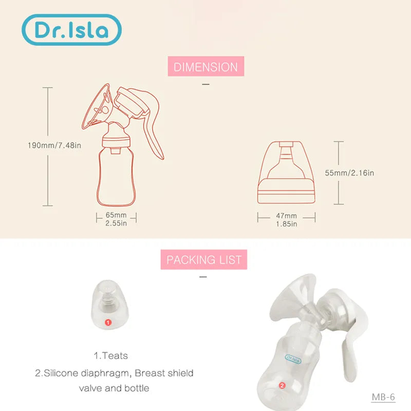 BPA-free silicone manual breast pump, soft and gentle for nursing and feeding newborns