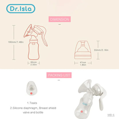BPA-free silicone manual breast pump, soft and gentle for nursing and feeding newborns