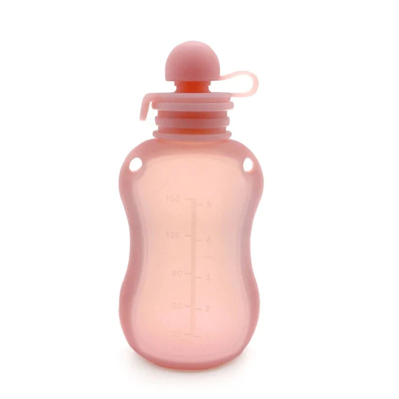 Toddler snack and milk storage: BPA free reusable silicone baby food pouch