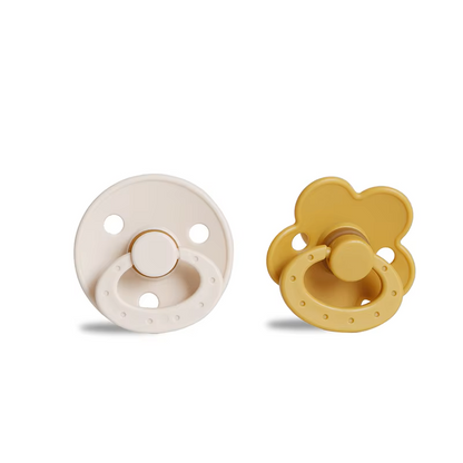 Modern baby pacifier, natural rubber nipple, soft lilac, stylish and soothing