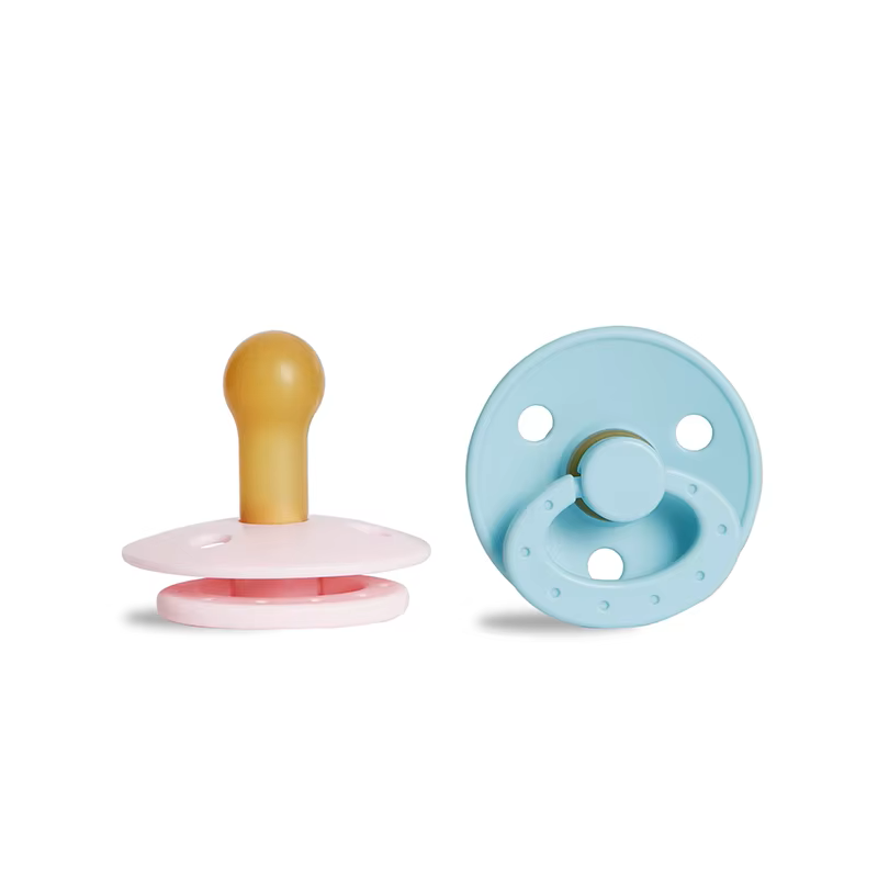 BPA-free silicone baby pacifier, clear round nipple, classic white, easy to clean