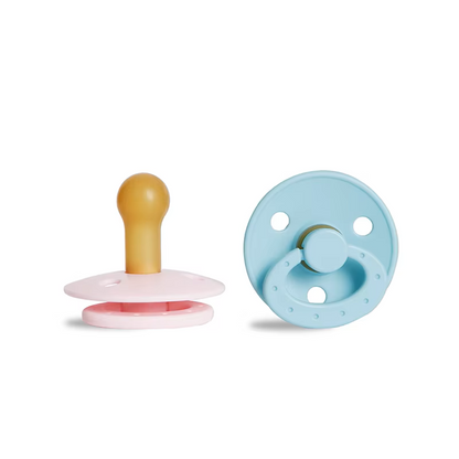 BPA-free silicone baby pacifier, clear round nipple, classic white, easy to clean