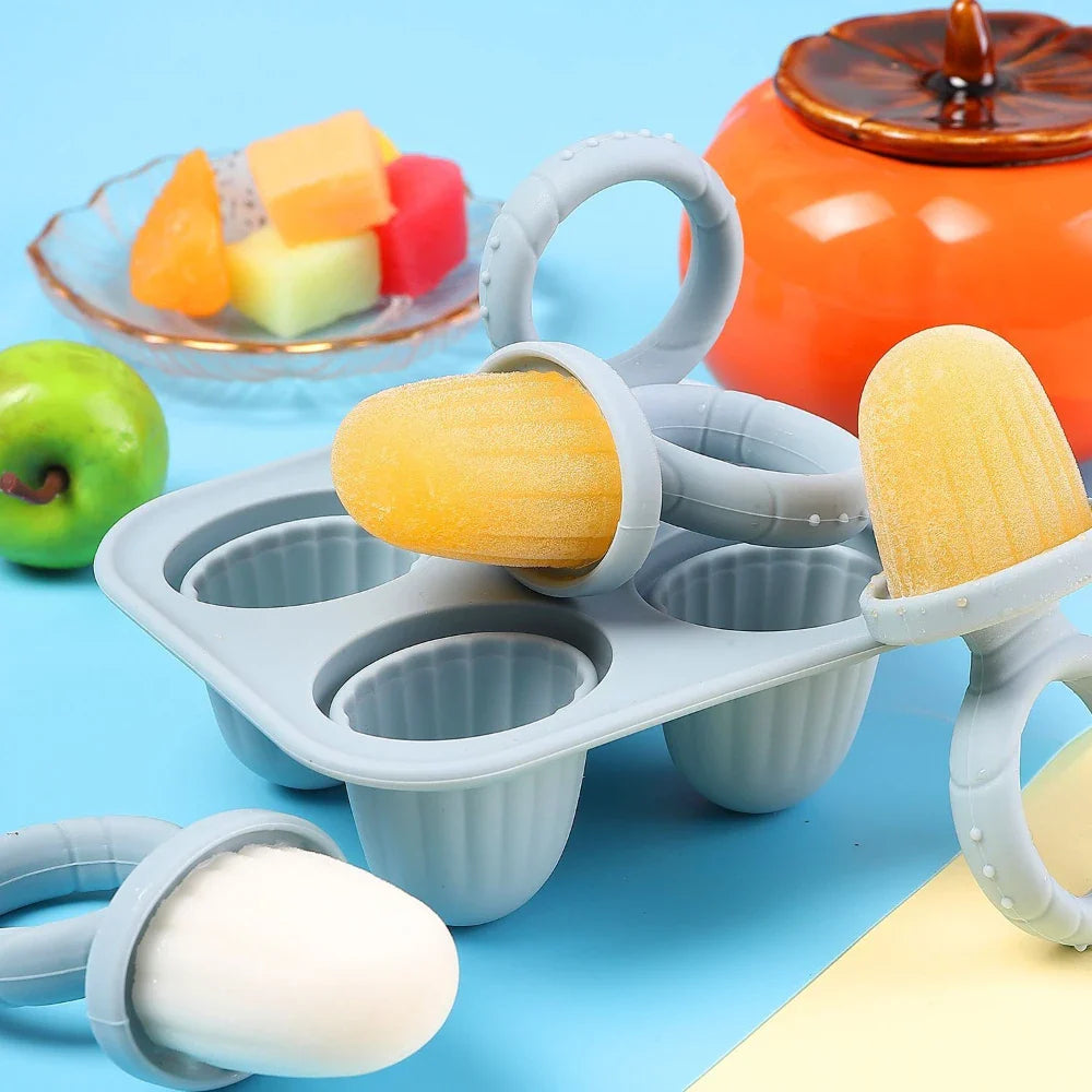BPA-free silicone baby teether and freezer mold set for breastmilk