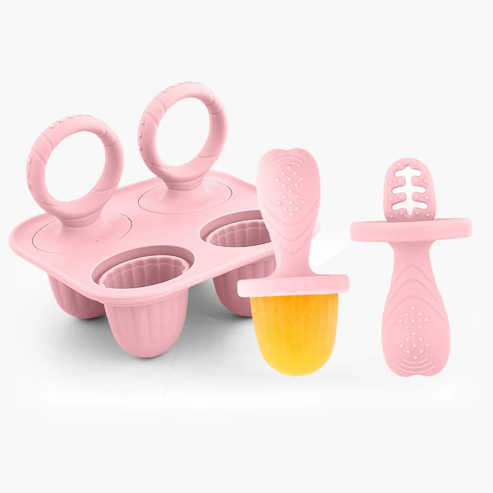 Baby silicone teether and freezer mold for formula, purees, or snacks