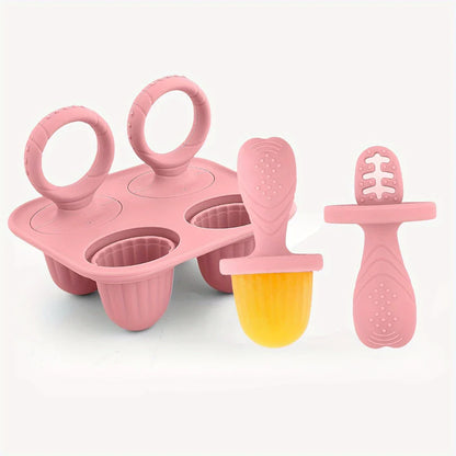 Stackable silicone freezer mold and teether set for baby feeding & soothing