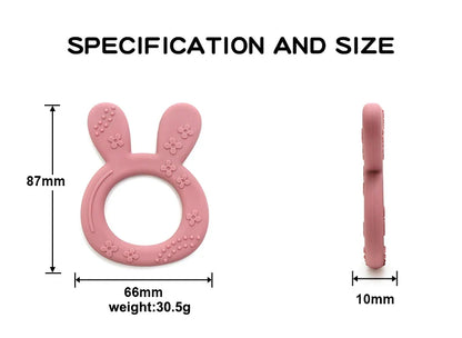 Adorable carrot and bunny themed silicone teether, perfect BPA-free infant play toy for soothing sore gums