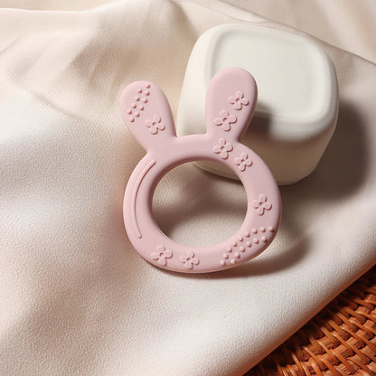 Textured carrot bunny silicone teether, a high-quality BPA-free infant toy designed for baby's teething discomfort