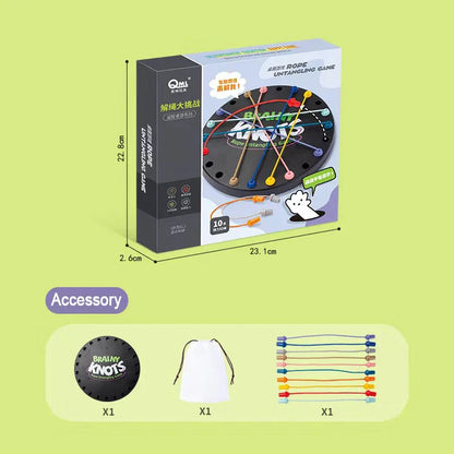 Top-down view of Brainy Knots, a fun and educational family game for all ages