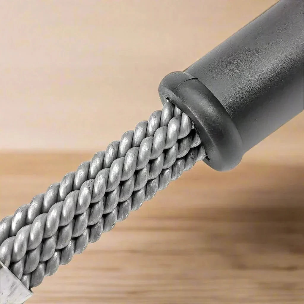 Ergonomic bristle-free grill cleaner. Stainless steel design ensures safe, scratch-free grill maintenance.