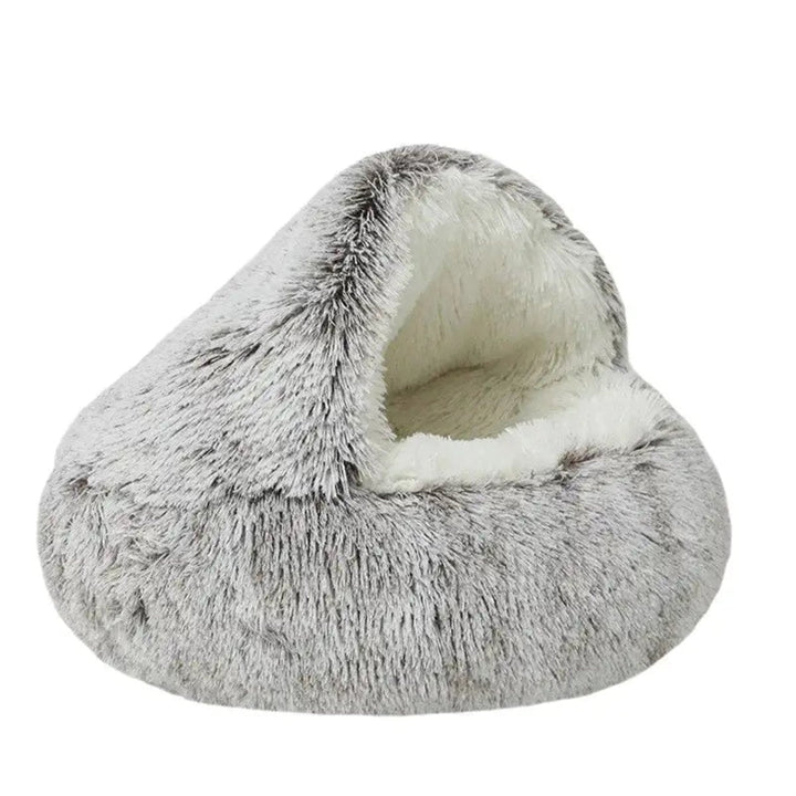 Calming cozy cave dog bed for deep relaxation & anxiety relief. Soft, round, and comfortable for pets.