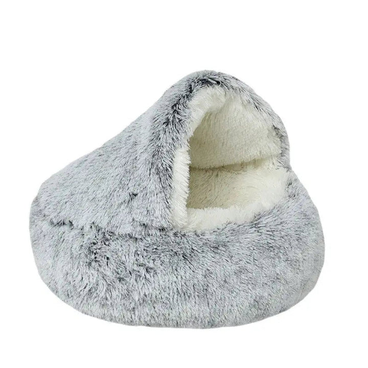 Round calming dog bed, a snug cozy pet cave designed for deep relaxation and effective anxiety relief.