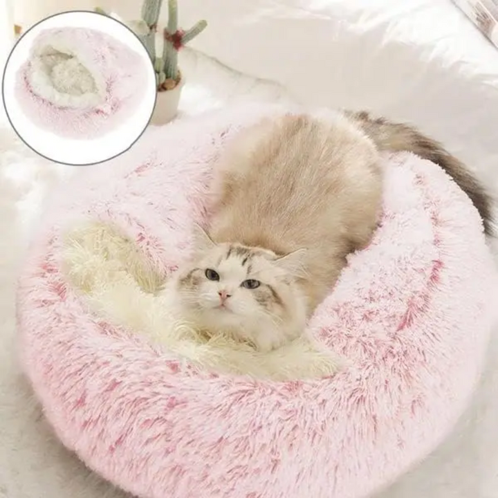 Plush, soft calming dog bed. This cozy pet cave provides a comfortable haven for deep sleep & stress relief.