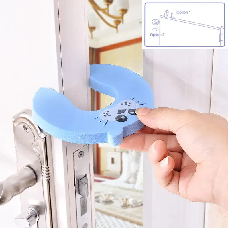 Cute lion baby safety door stopper, anti-pinch hand block for child protection in baby room.