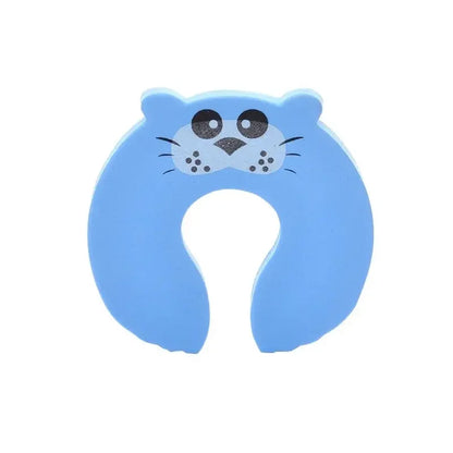 Close-up of a fox cartoon animal door block, ensuring finger protection in nursery rooms.