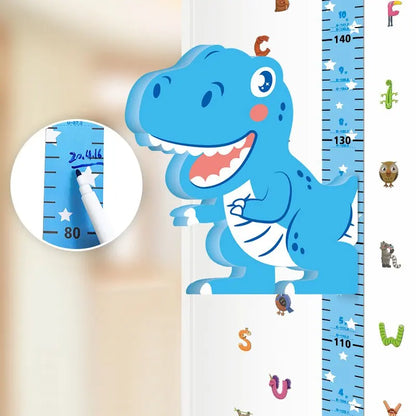 Removable height chart wall sticker featuring a playful animal theme for kids room decor.