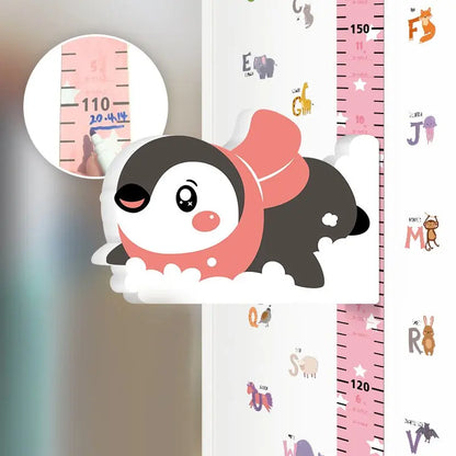 Kids room growth chart wall sticker, animal themed and educational, perfect for measuring height.
