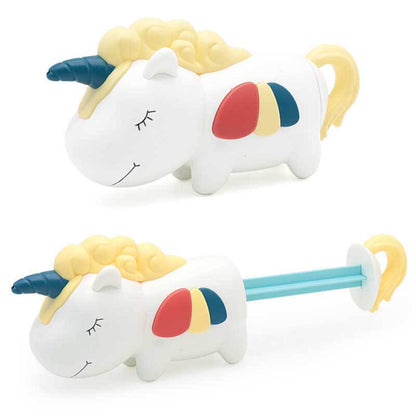 Close-up of a blue cartoon animal water gun, an ideal water blaster for children's pool fun.