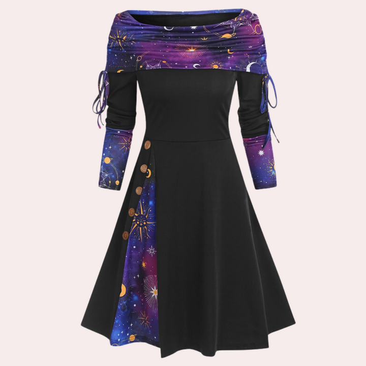 Chic A-line dress for women, featuring an elegant accent print. Perfect for versatile day-to-evening wear.