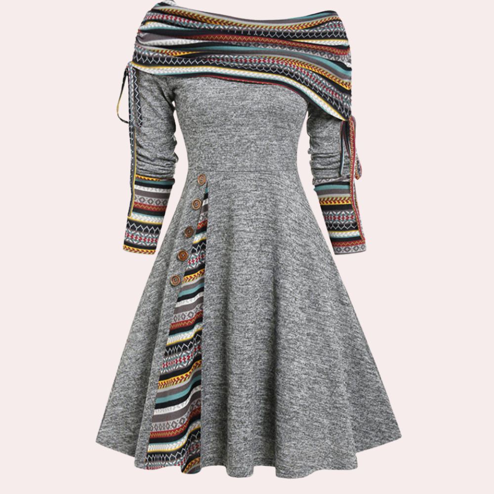 Stylish A-line dress for women, showcasing an elegant accent print. A versatile and chic fashion piece.