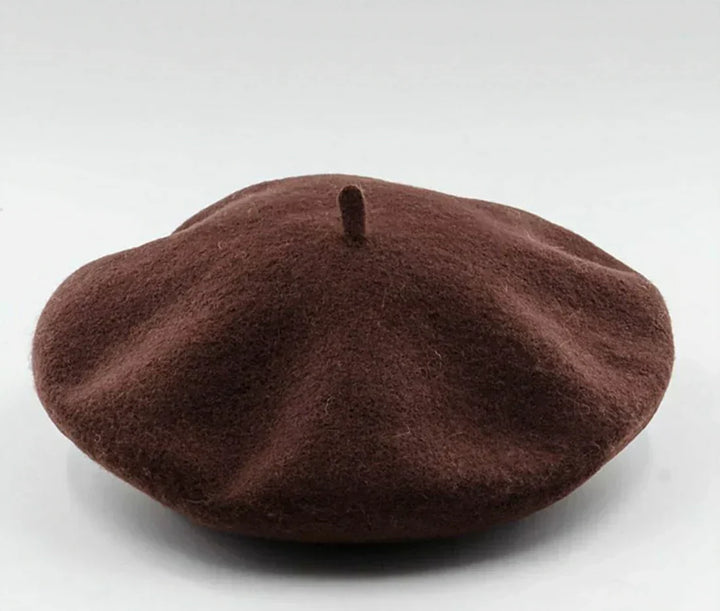 Wool blend women's beret hat, elegant classic style, warm winter fashion headwear.