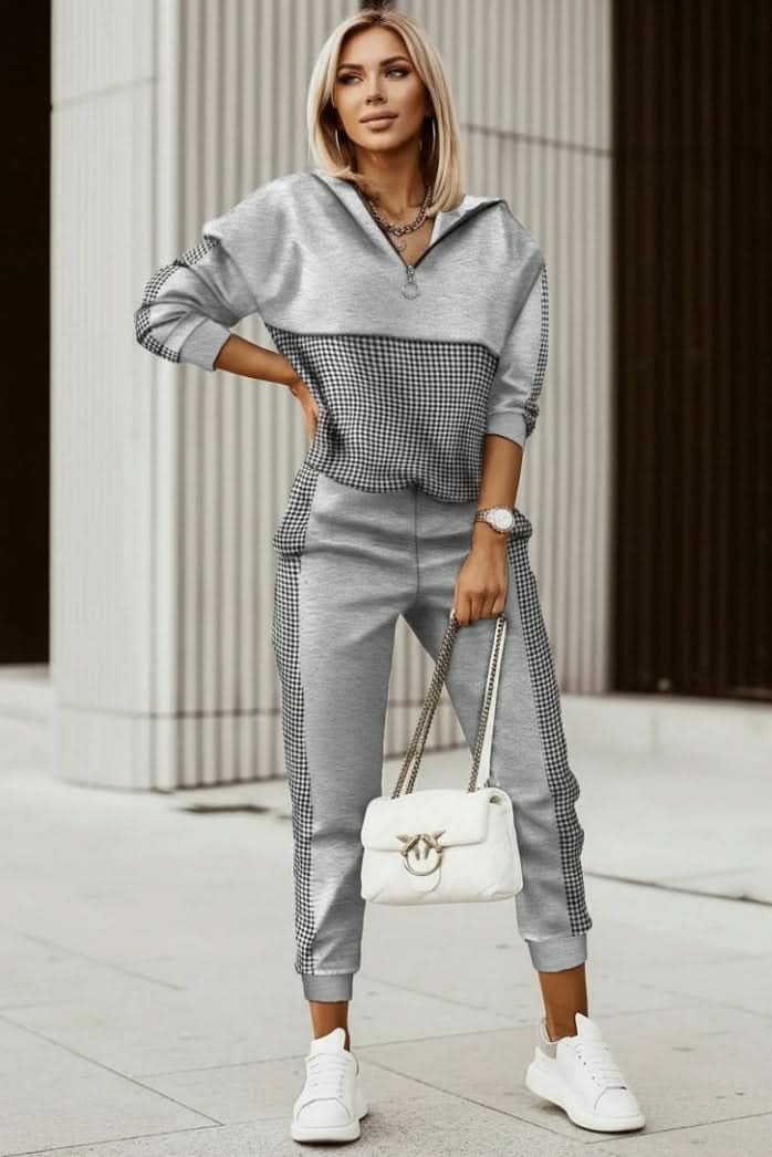 Stylish women's matching tracksuit set, a chic two-piece activewear ensemble for casual and athleisure looks.