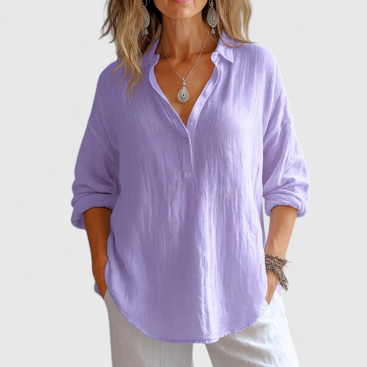 Stylish women's comfortable blouse, an elegant casual top. Perfect chic apparel for versatile everyday spring & summer wear.