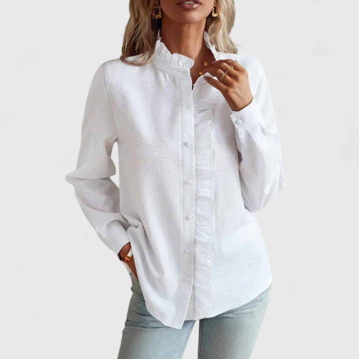 Stylish women's long sleeve blouse for effortless elegance. Chic, versatile top for daily wear, office, or casual fashion.