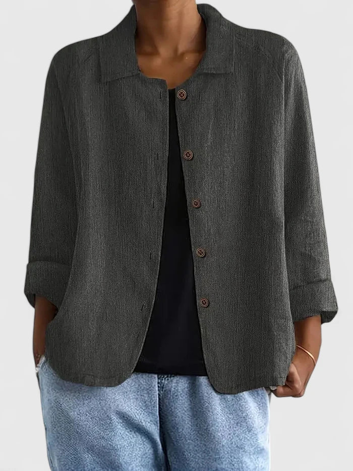 Sophisticated women's long-sleeve blouse. Effortless style top for chic daily wear & office comfort.