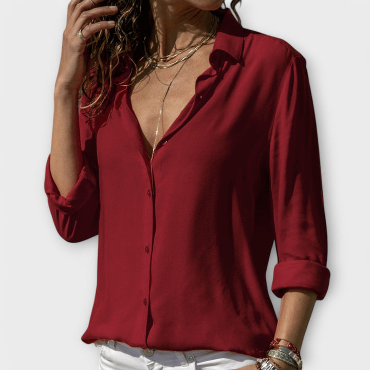 Versatile women's blouse for office & evening. Long sleeve elegant top for professional workwear or chic social events.