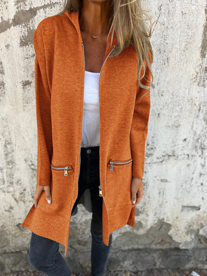 Effortless women's cozy long sleeve zipper cardigan. A comfortable knit sweater for everyday fall & winter style.