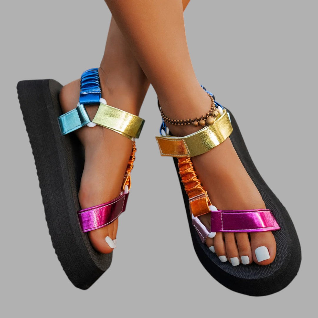 Fashionable women's dressy platform sandals, offering comfortable heels for elegant evening footwear.